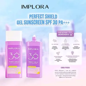 IMPLORA Perfect Shield Gel Sunscreen SPF 30 PA+++ dengan 10+ Peptide & Allantoin untuk Perlindungan Sinar Matahari