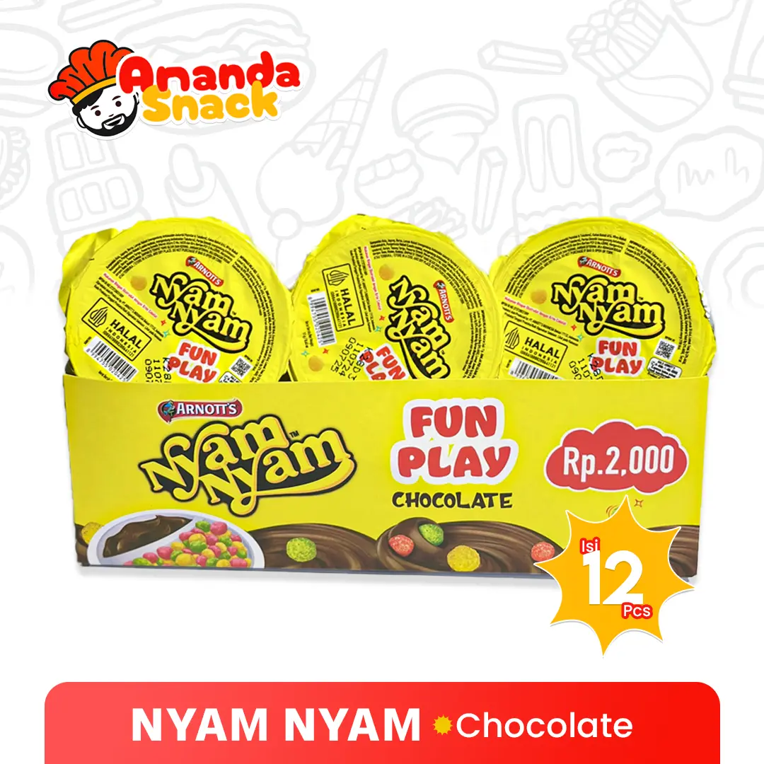 Nyam Nyam FunPlay 1 Pack isi 12 - Nyamnyam- Chocolate - Cemilan Coklat Food