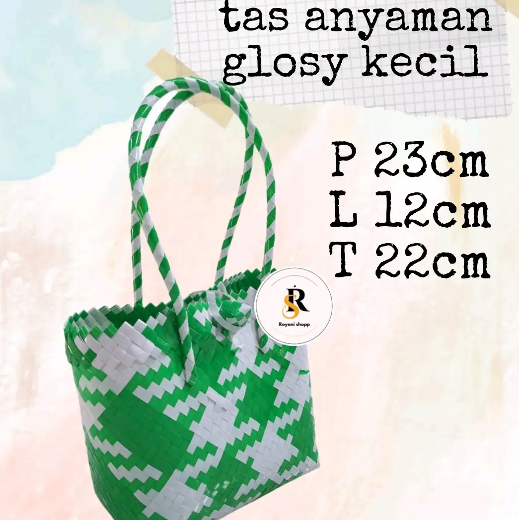 tas glosy kecil/tas anyaman plastik/tas hampers/tas pasar/tas belanja
