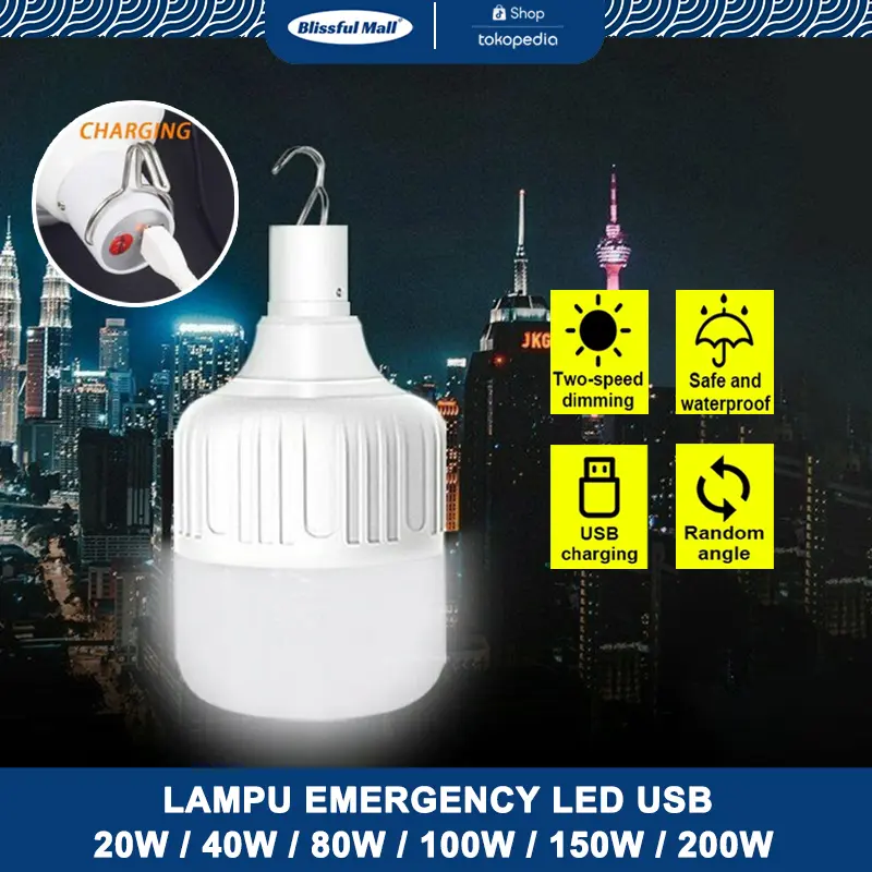 20W-200W Lampu Emergency LED USB / Lamp Magic Jumbo Tetap Nyala Lama Walau Listrik Mati Lentera malam Lampu Ajaib Emergency Lamp - Putih Lampu 0