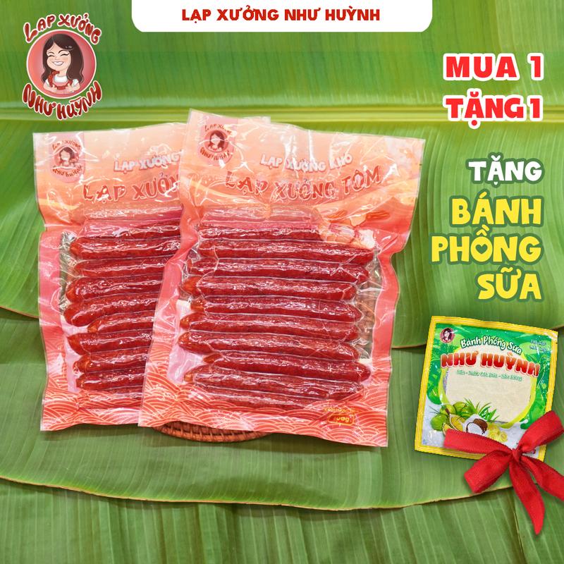1 KG LẠP XƯỞNG TÔM + TẶNG BÁNH PHỒNG SỮA | Lạp Xưởng Khô Thượng Hạng - Mai Quế Lộ | 1 KG Gồm 2 Túi Đóng Gói Hút Chân Không Food.