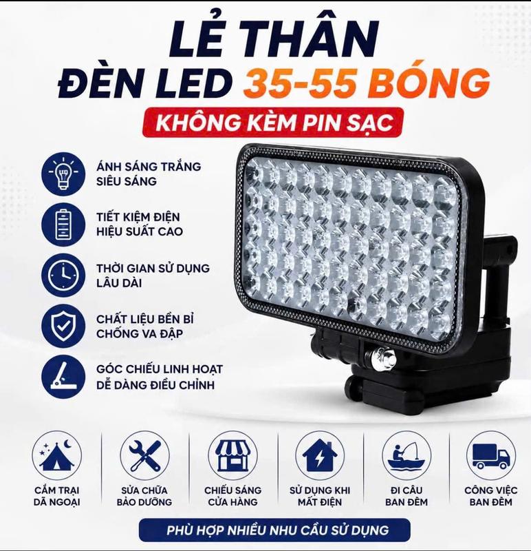 Đèn LED 35/55 bóng siêu sáng, dùng Pin rời chân cắm phổ thông, dùng trong nhà,…