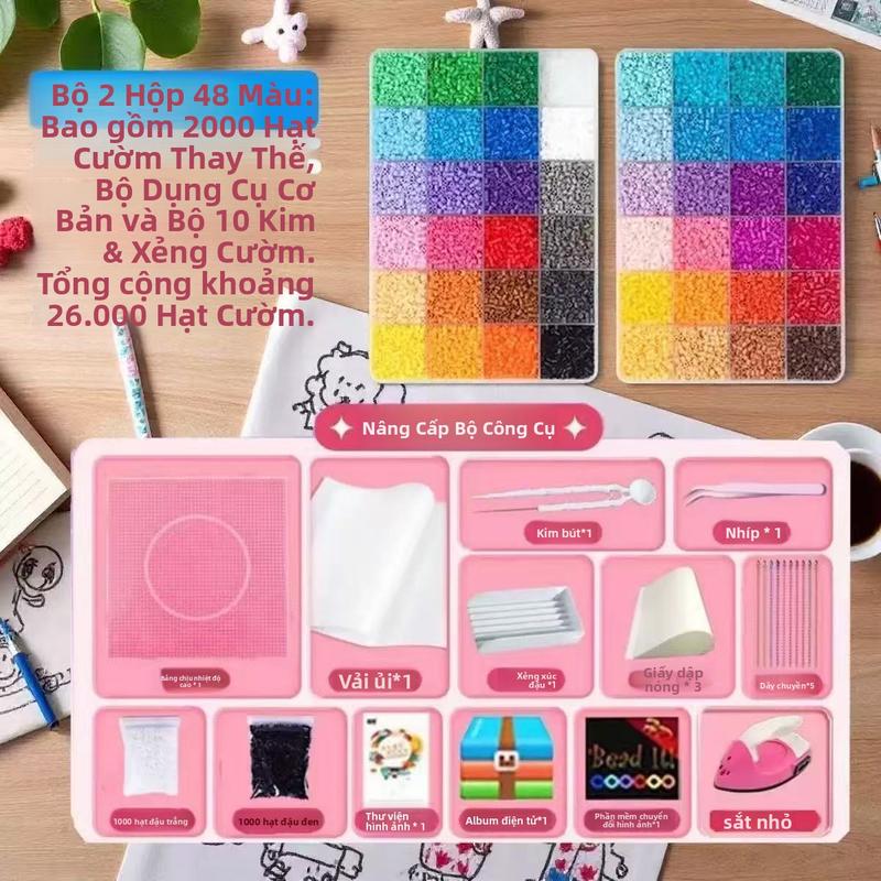 🔥 Bộ hạt Perler 2.6mm – TẶNG BÀN ỦI. An toàn, nhiều khuôn, bé tự làm đồ chơi.…