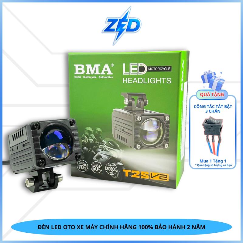 Đèn Trợ Sáng T2S V2 BMA Hàng Cao Cấp - Ánh Sáng Hoàn Hảo, Chống Chói 60W 12 24V Điện Bình Lắp Xe Tải, Oto, Xe Máy