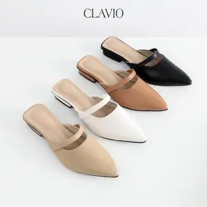 CLAVIO - Lea Sendal Selop Mules Wanita Hak 3 Cm Shoes Sandal Wanita Heels Wanita