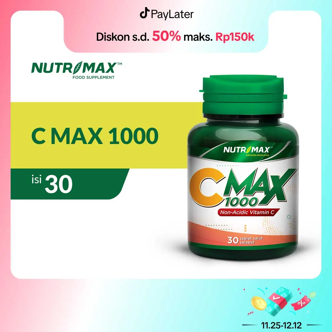 Nutrimax C Max 1000 - Vitamin Vit C Imunitas Daya Tahan Tubuh Antioksidan Kesehatan Kulit Acid
