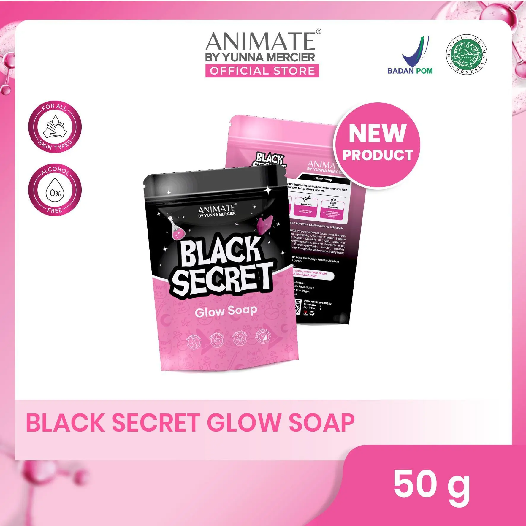 [FREE 1 PCS FOAMING POUCH] Black Secret Glow Soap