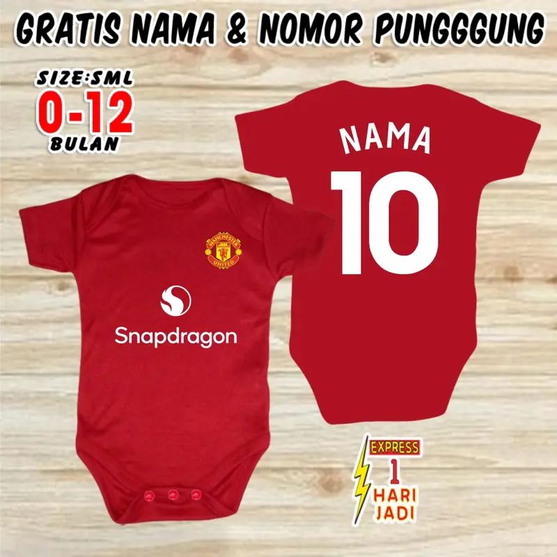 Baju Bola Bayi KLUB CUSTOM NAMA & NOPUNG Jumper Baby Romper Newborn Jersey Nameset Sepak Bola Kaos Bahan Katun Set Pakaian Anak Balita Laki Laki Perempuan Hampers Lucu Kado Bayi Baru Lahir Cowok Cewek Kostum Photoshoot Foto Bayi 0 6 12 Bulan 0