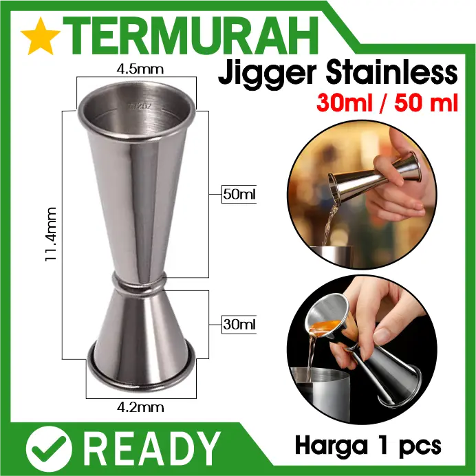 Stainless Jigger BiBiR Measure Cup Measuring 30/50 ml gelas ukur cocktail