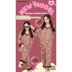 XXL 70-90kg Lengan Panjang Celana Panjang Oneset Piyama Full Kancing bahan Rayon Adem Awet