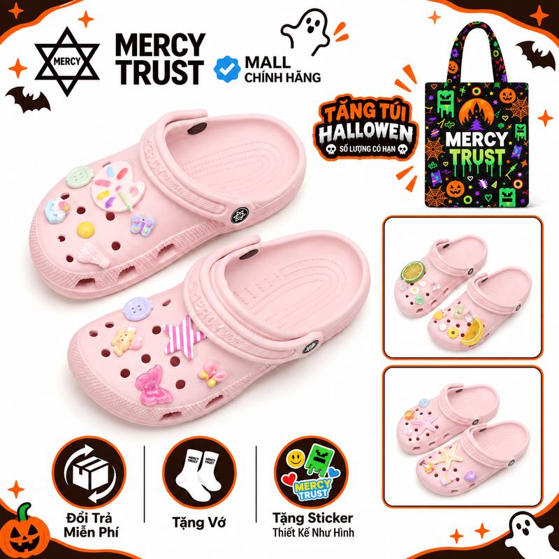 [TẶNG TÚI HALLOWEEN] Kèm Sticker Giống Hình, Vớ - MC24 HỒNG - Dép MERCY TRUST BASIC Nam Nữ Cao 3cm Chất liệu EVA An toàn Êm Nhẹ Chống trượt