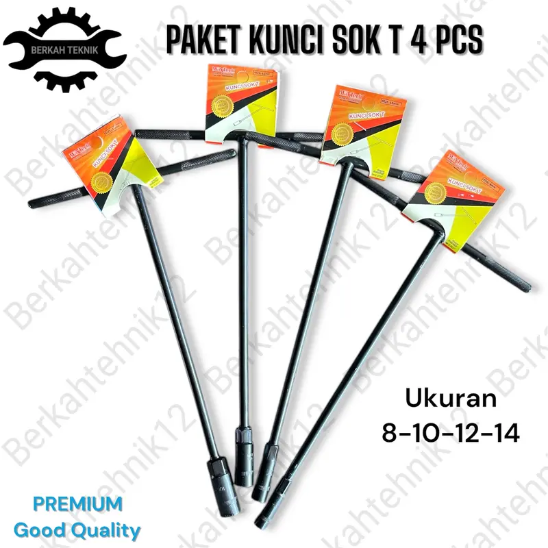 Paket Kunci T Sok Set T8 T10 T12 T14mm Ef Tekiro Crome Vanadium Kunci pas soket perbaikan T-Type Wrench Kunci Sock T 08 MM 10MM 12MM 14MM 1