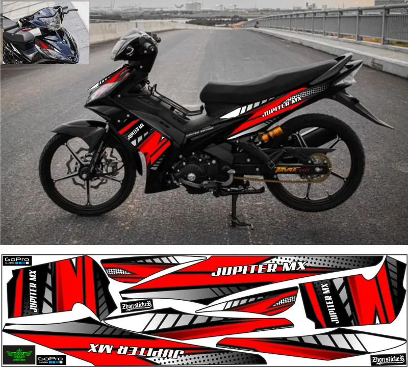 Striping variasi Yamaha Jupiter 135 Mx Old Stiker list polet Bodi Motor medusa yamaha racing Mx Lama Motorcycle 3