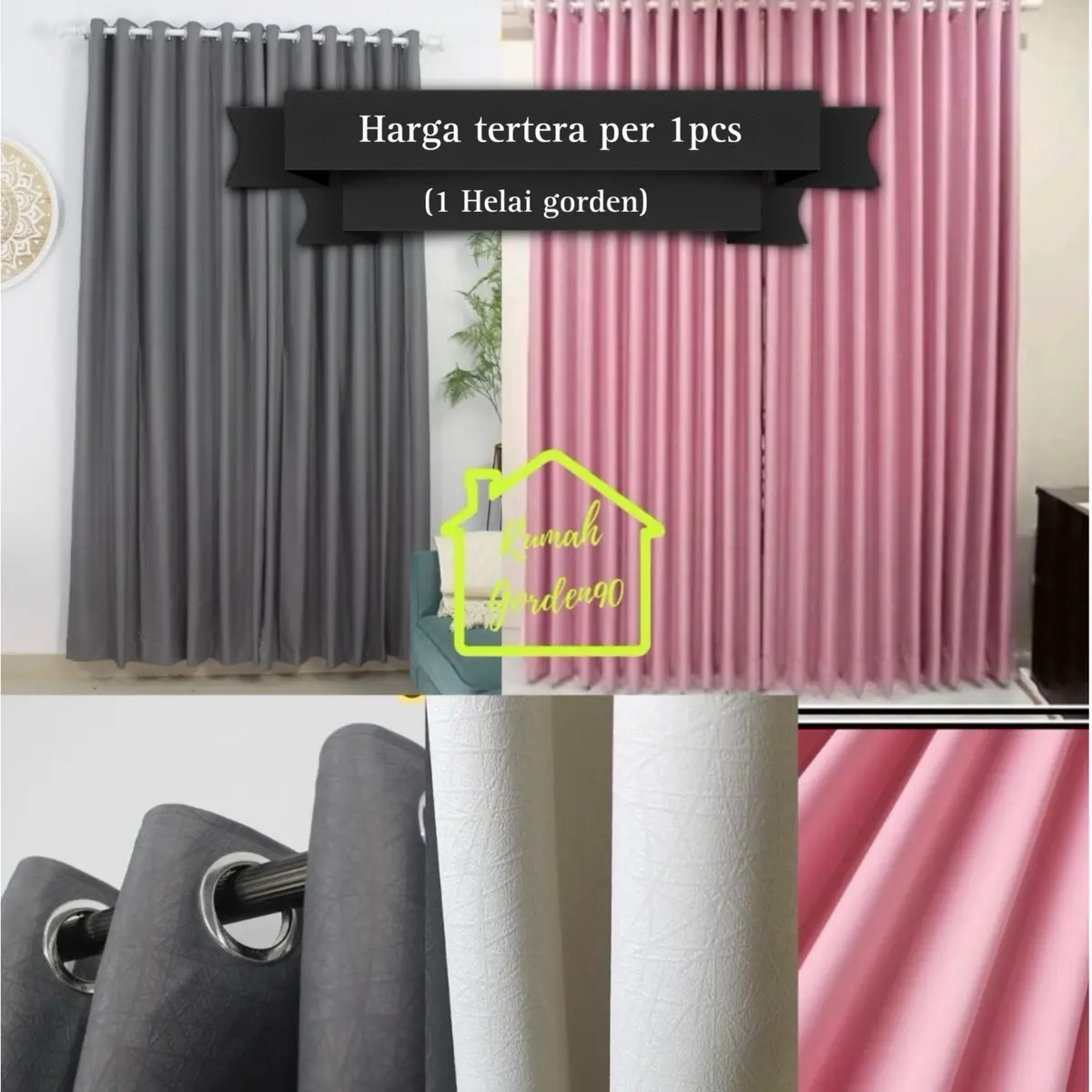 Gorden Jendela Dan Pintu Kamar Aesthetic Gordeng Penyekat Ruang Tamu Minimalis Polos Bahan Blackout Tebal Serat Embos sudah terdapat Tali