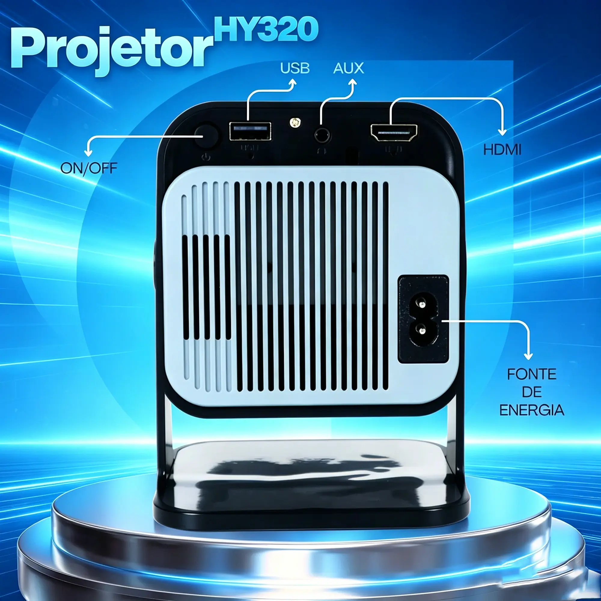 Projetor Portátil VLX HY320 Mini 4K Suporte Android Wi-Fi 6 Bluetooth para Cinema Doméstico - imagem 4