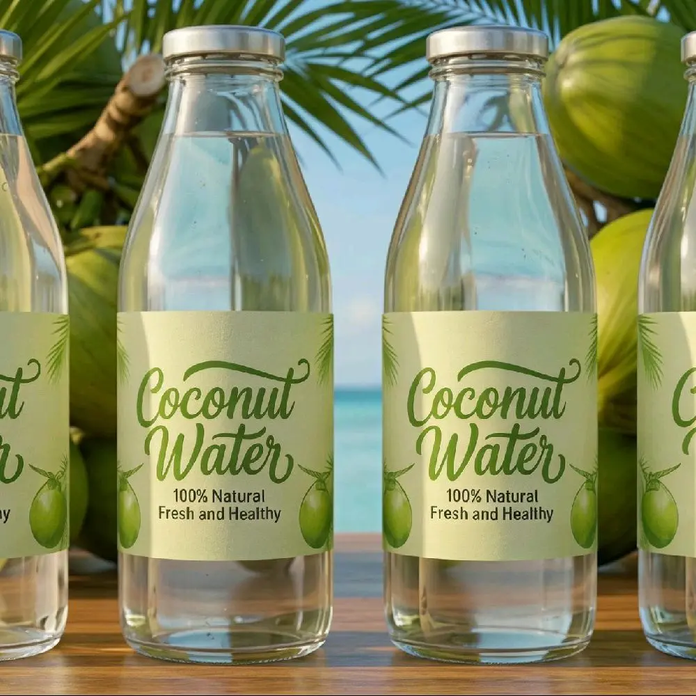 Air Kelapa 100% Alami Segar dan Sehat dalam Botol Kaca untuk Minuman Jus - Juice