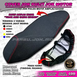 Cover Jok Motor POLOS AMPLAS KASAR Variasi Jahit Warna Pakai Karet (TINGGAL PASANG) Anti Ribet Original Prabu Jok Motor