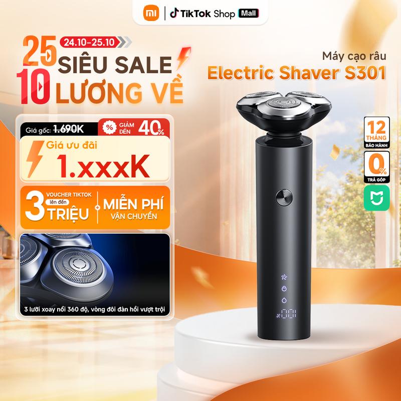 Máy cạo râu thông minh Xiaomi S301 GL | 18 lưỡi cạo | Pin đến 90 ngày - BH 1 năm
