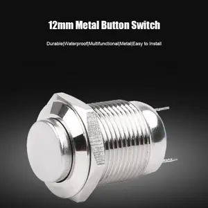 Switch Momentary Push On 12mm Stainless Saklar Tombol Starter/Klakson/Horn Bulat Kotak Peralatan