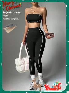 1 set de TKITK para mujer, conjunto deportivo sin costuras, leggings que abrazan el pecho adecuado para ciclismo, deportes diarios y ocio