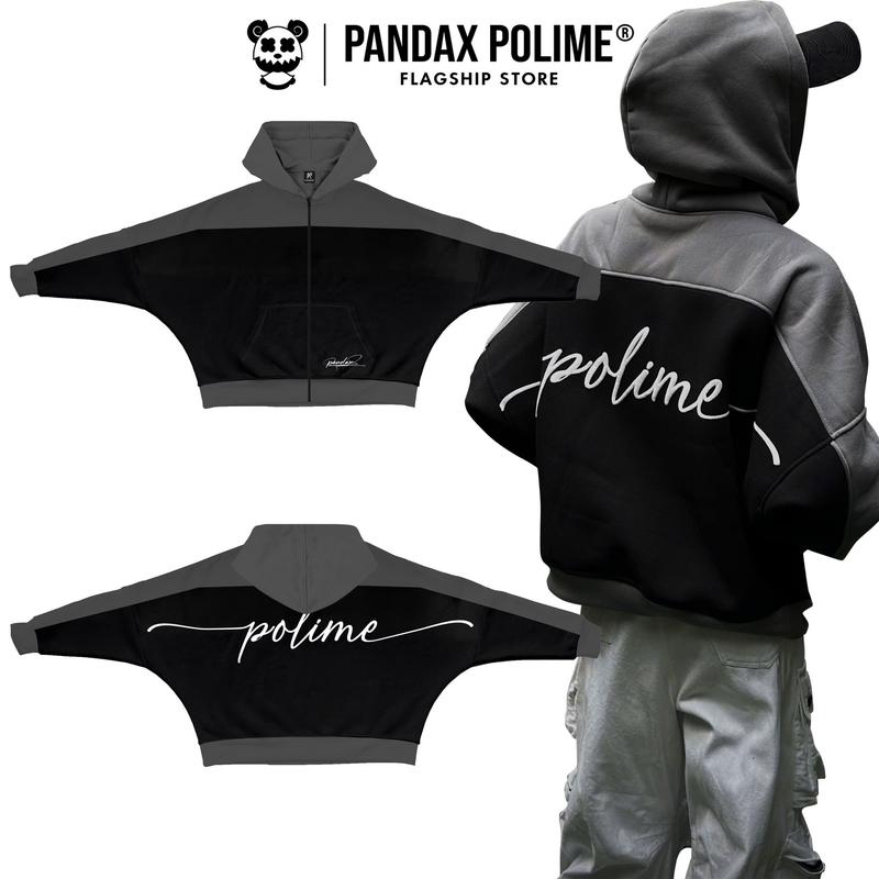 Áo hoodie boxy zip 2 chiều khoác nỉ bông chính phẩm 380gsm chống nắng form rộng ngắn nam nữ unisex local brand pandax polime Menswear Hoodie Dài Tay