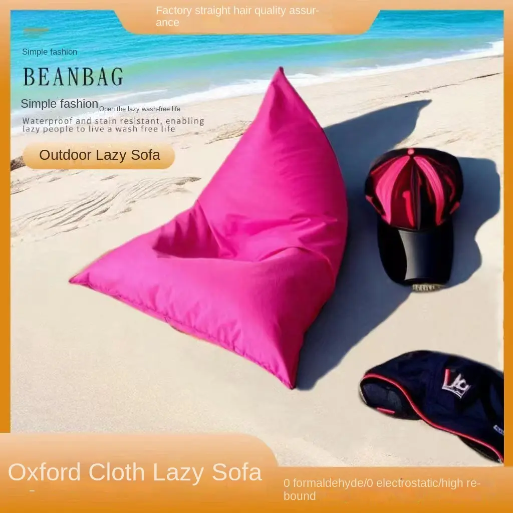 Waterproof Triangle Bean Bag Comfy Head Support Full Set WITH Bead Filling Linen Velvet Fabric Adult lazy sofa