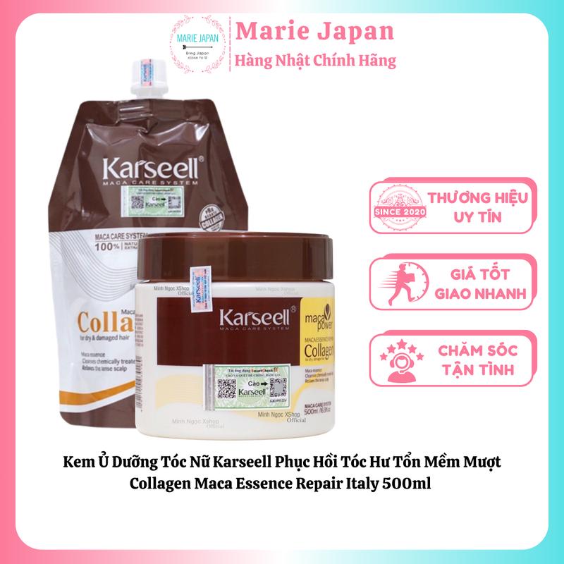 Kem Ủ Dưỡng Tóc Nữ Karseell Phục Hồi Tóc Hư Tổn Mềm Mượt Collagen Maca Essence Repair Italy 500ml - Women