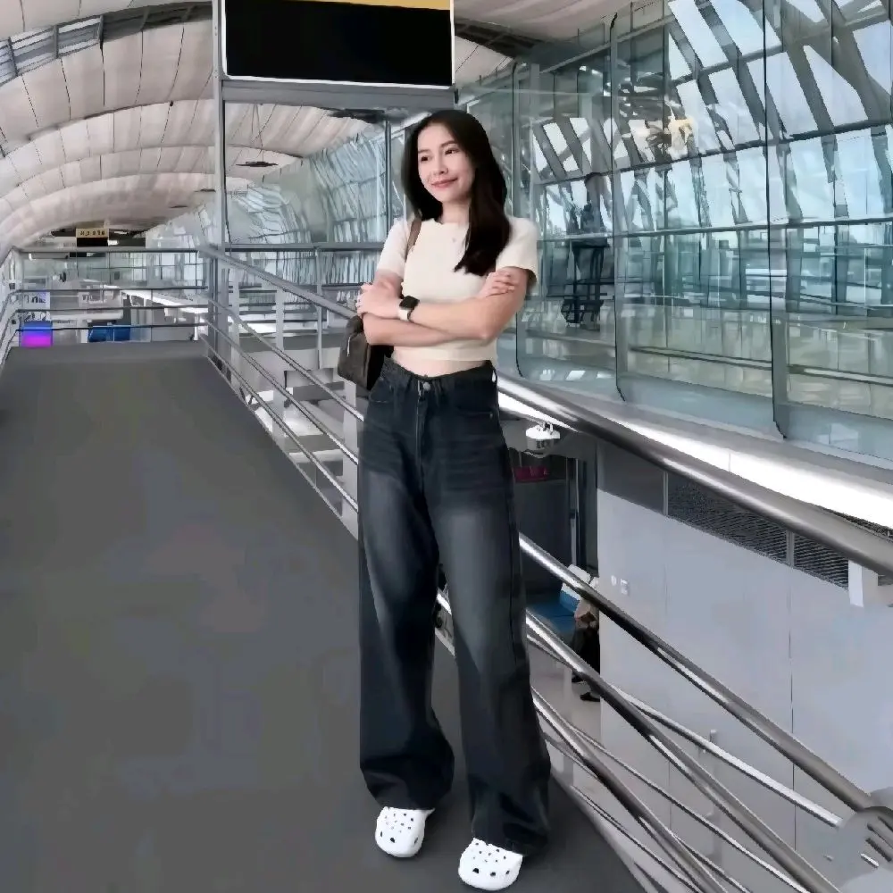 Highwaist Bagy Jeans Hangover Wanita Celana Gombrong Korean Style Celana Jeans Jumbo Bagy Pants Wanita skena kulot