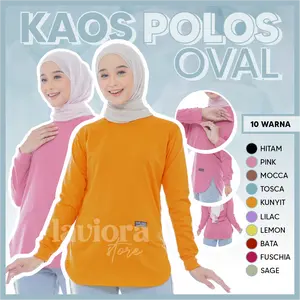 ATASAN KAOS POLOS OVAL RIB WANITA LENGAN PANJANG RIB SLIM-FIT CUTTING UP TO BB 100KG