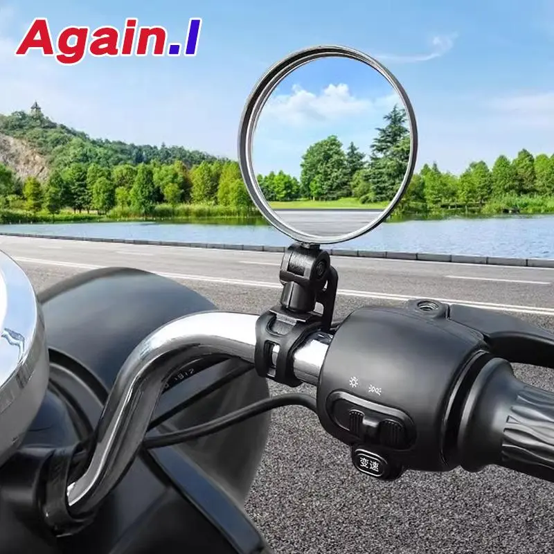 Gương chiếu hậu, Giá gắn tay lái cho xe đạp và xe máy, Xoay 360 độ, Có Thể Điều Chỉnh Thích hợp để đạp xe, Gương tròn hình elip 3