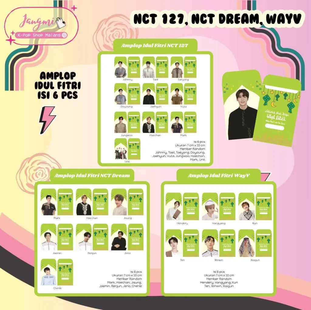[ISI 6 PCS] Amplop Lebaran NCT, NCT Dream, NCT 127, WayV | Amplop NCT | Amplop Hari Raya | Angpao Lebaran | Angpao Hari Raya | Hari Raya Idul Fitri