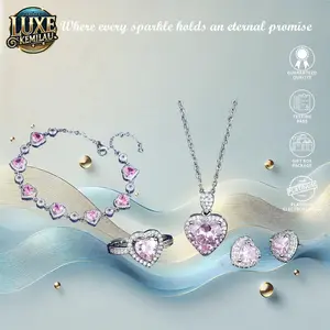 Royale S06 Diskon Paket Kalung Tangan Couple Elegan Cantik Kombo Carat Adjustable Berkualitas Tinggi Dengan Desain Yang Elegan wanita Couple wedding Pasangan Cowo Pria Anti Karat Luntur Berubah Garansi 1 Tahun Cincin Anting COD