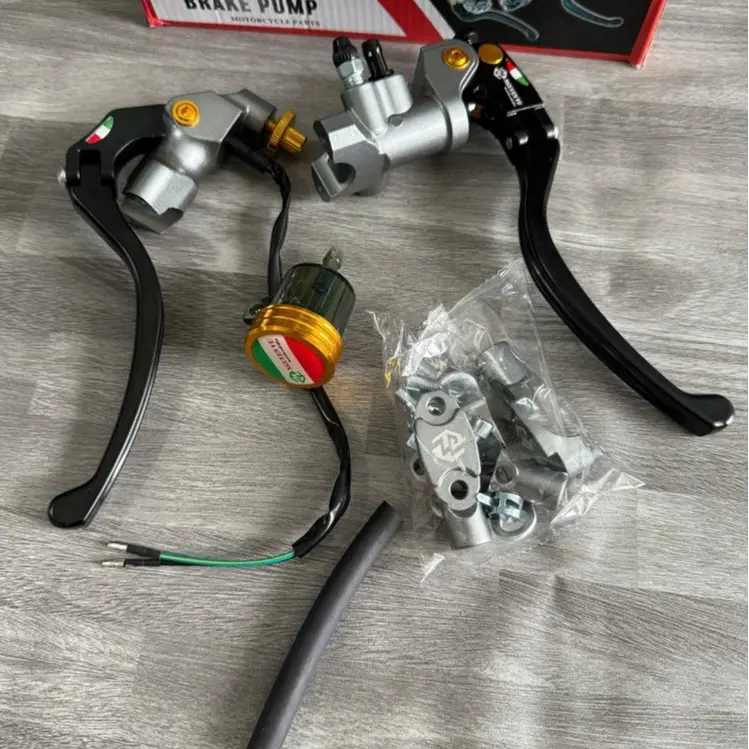 _Cặp Tay Thắng BREMBO RCS 19_ chốt vàng bình dầu vàng ánh kim Kèm Full phụ kiện Lắp đặt 5