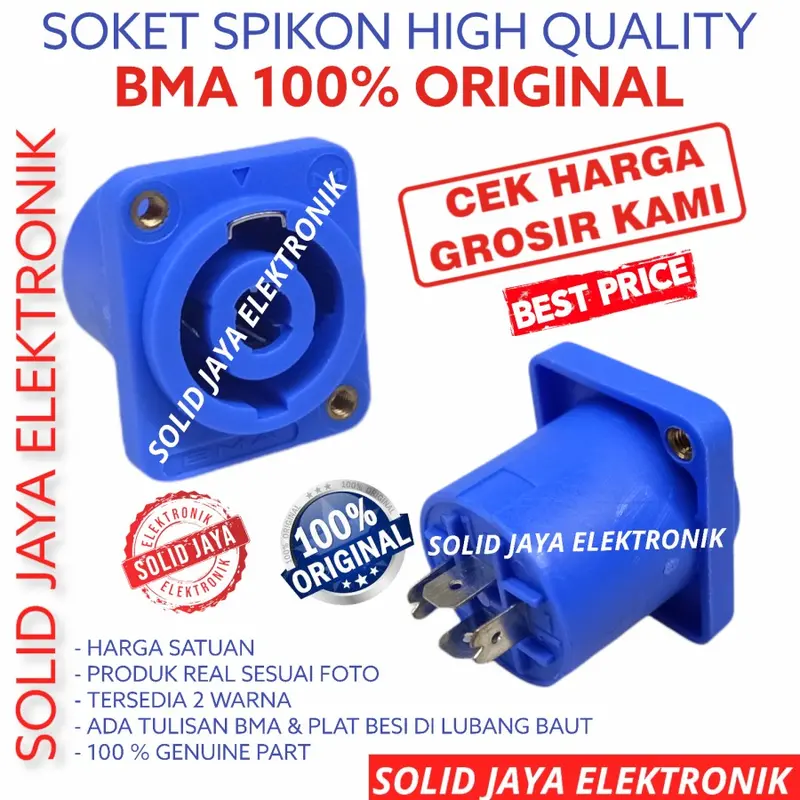 SOKET SPIKON BMA ASLI SOCKET AMPLIFIER SPIKON SPEAKON SPICON BMA FEMALE  SPEACON SOKET SOCKET CONNECTOR KONEKTOR CEWE BMA SPE 002 INPUT AUDIO SPIKON SPICON BMA CEWE ASLI ORIGINAL 1