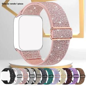 (Sin correa) Bling Nylon Bands Elásticos Compatibles con Correas para Apple Watch 38mm 40mm 41mm 42mm 44mm 45mm 46mm 49mm para Mujeres y Niñas, Bands Deportivas Ajustables de Bucle Solo Trenzado para iWatch Series Ultra 11 10 9 8 7 6 5 4 3 2 1 SE