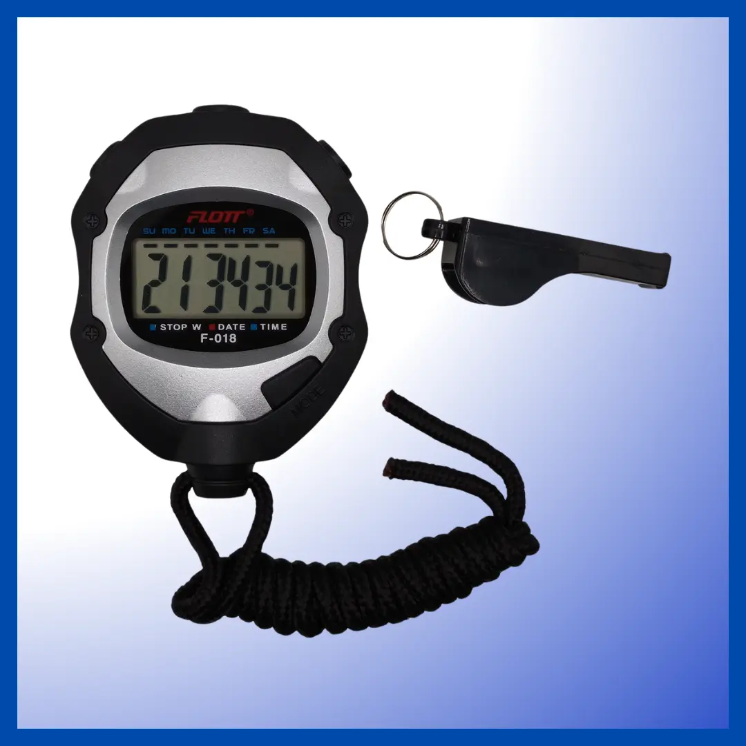 Flott Digital LCD Stopwatch Chronograph Timer Counter w/ Whistle 12/24 Format Calendar Alarm Stopwatch wrist wraps  gym