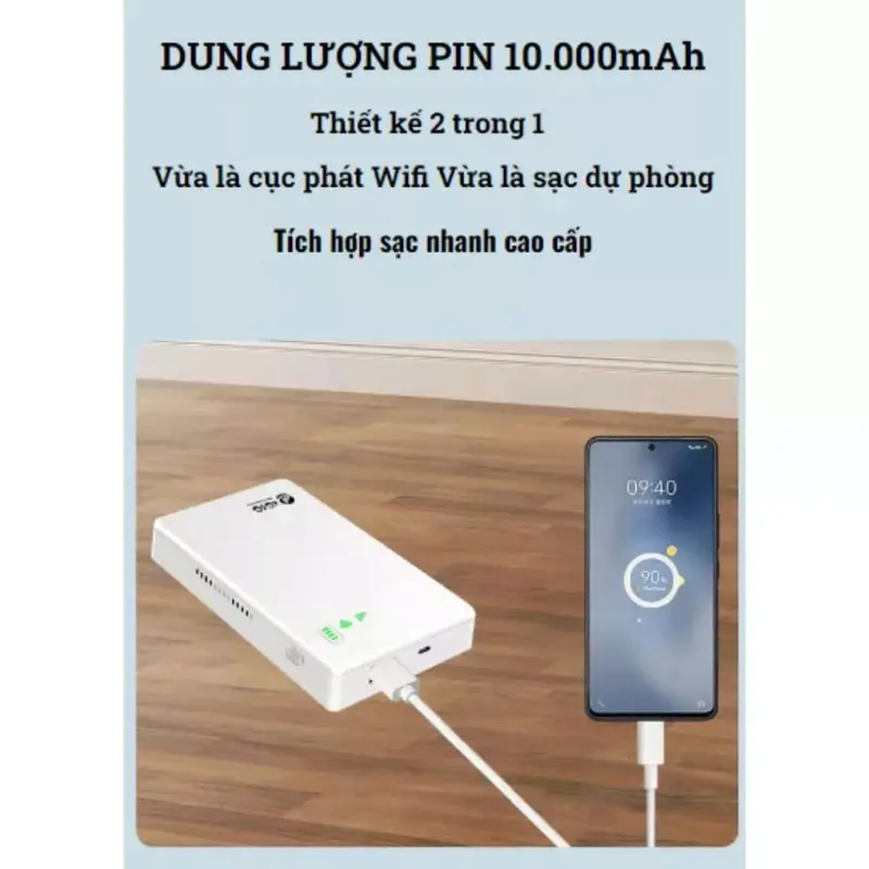 TP10000 - Bộ Phát WiFi 4G Từ SIM, Tích Hợp Sạc Dự Phòng 10000mAh, Bộ phát WiFi di động 4G/5G, Sạc dự phòng - 10000mAh,  WiFi 4G LTE 150Mbps, Cục phát WiFi từ SIM 4G/5G, Thiết bị phát WiFi đa năng, WiFi 4G/5G cầm tay 6