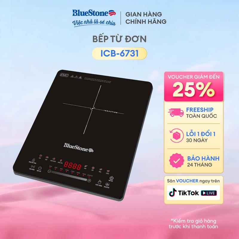 Bếp Từ Đơn ICB-6731 Công Suất 2000W Kính Crystal Cảm Ứng Trượt 8 Chế Độ Nấu An Toàn Tiết Kiệm Năng Lượng