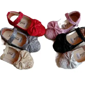 khainuna flats anak perempuan brukat polos  pita 22-25 kaki sepatu fashion