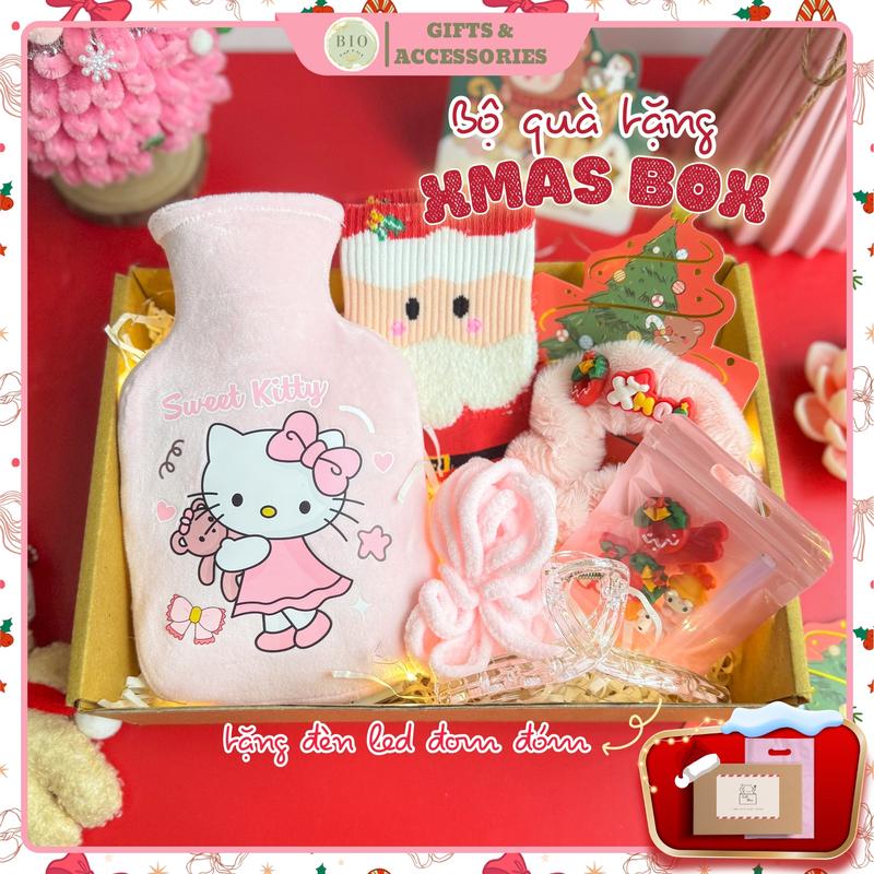Bộ quà tặng bạn gái túi chườm CAPYBARA LABUBU mix kèm set nguyên vật liệu kẹp tóc handmade tự làm bằng len nhung tặng kèm đèn led charm sticker và keo nến