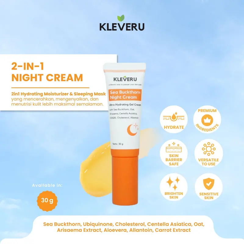 KLEVERU Sea Buckthorn Night Cream Hydrating Wajah Moisturizer 0