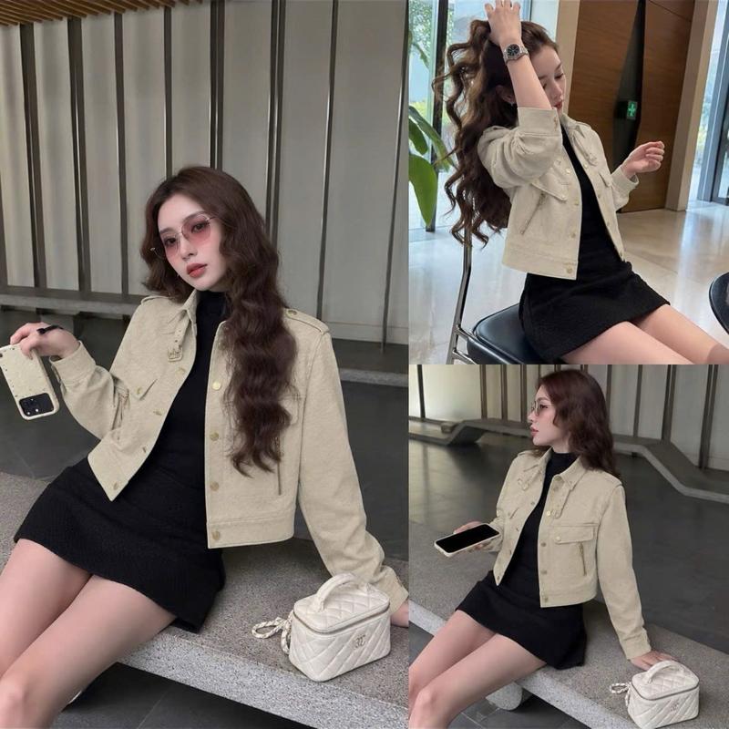 (HÀNG LOẠI 1 ) Áo khoác KAKI ÉP MÙNG cổ tàu ống tay dài dáng ngắn khoá túi kéo cúc bấm thiết kế sang chảnh LAMI MS0508