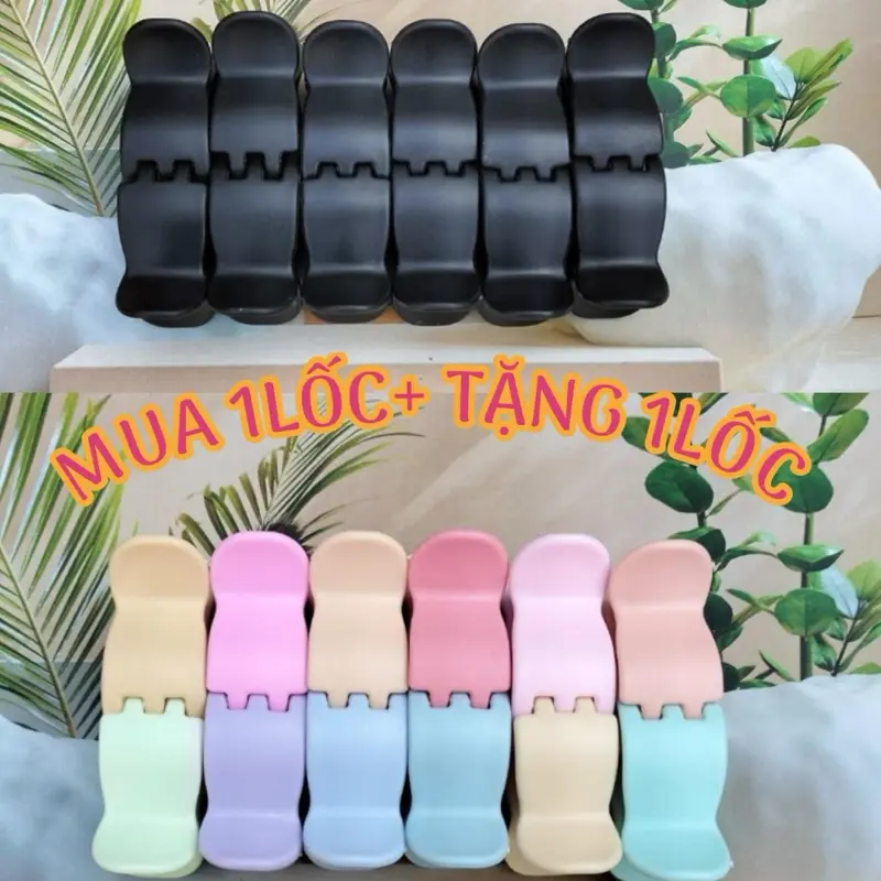 (1 LỐC TẶG 1 LỐC) SỈ Kẹp tóc càng cua 5 răng đủ màu và màu đen, nhựa dẻo đẹp  Women Nữ