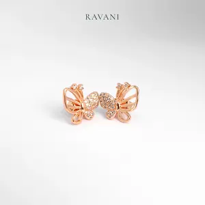Ravani Indonesia Wida Earring - Anting Stud Rhodium Kupu Kupu Pearl Wanita Elegan Tahan Karat