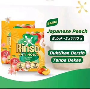 Paket 2 Pcs Rinso Deterjen Bubuk Sensi Fresh anti apek 1.440 g JAPANESE PEACH Pembersih