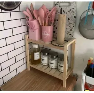 Rak dapur multifungsi kayu premium Penyimpanan