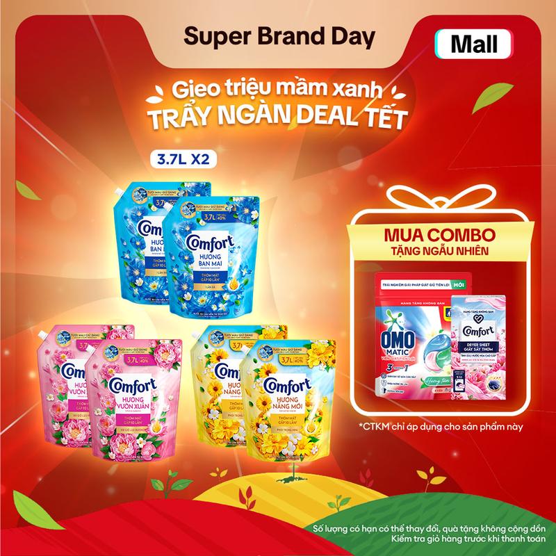  Combo 2 Nước Xả Làm Mềm Vải Comfort Đậm Đặc Một Lần Xả Thơm Mát Suốt Ngày Dài túi 3.7L  1  