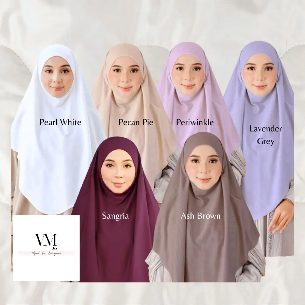 QAINISA - AIRY Ribbed Jersey Curve Shaped Instant Khimar Bidang 45 / 50 / 60