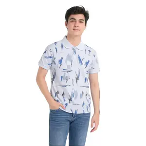 PM | Kaos Polo Shirt Motif ABSTRAK Lengan Pendek