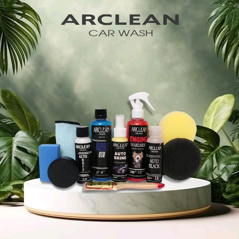PAKET 6 BOTOL SABUN CUCI KENDARAAN TERLENGKAP BY ARCLEAN CAR WASH Pembersih Penghilang Pengkilap Body Ban Mesin Microfiber 0